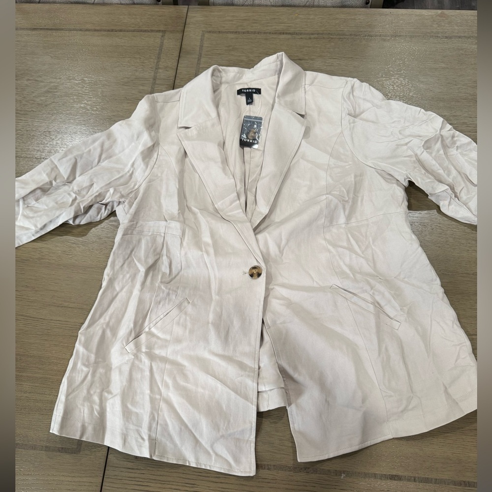 TORRID JACKET BLAZER STUDIO LINEN BLEND TOP sz 1